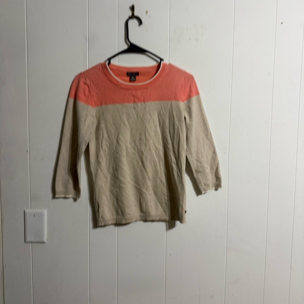 Eddie Bauer Coral and Cream Sweater